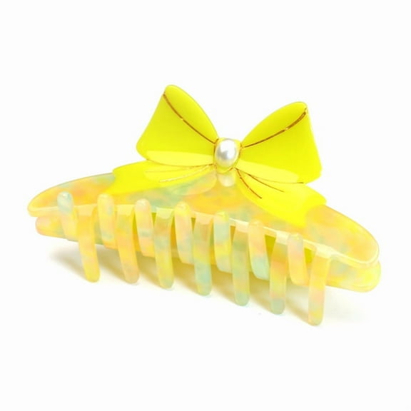 QinGoo Large Bow Hair Claw Clip for Women Non-Slip Thick Long Hair Accessory 1 Count, 4.3 Inch, Yellow