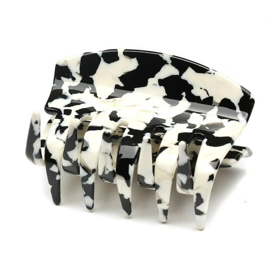 QinGoo Medium Square Hair Claw Clip for Women Non-Slip Strong Hold Thick Hair Accessory 1 Count, 2.8 Inch, Black White