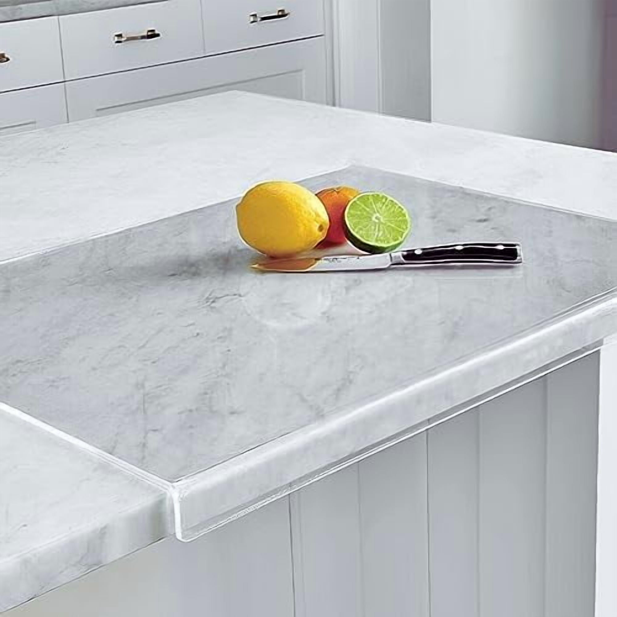 Large Acrylic Cutting Board 24" x 17" for Kitchen With Lip, Clear Non Slip Chopping Board, Countertop Protector