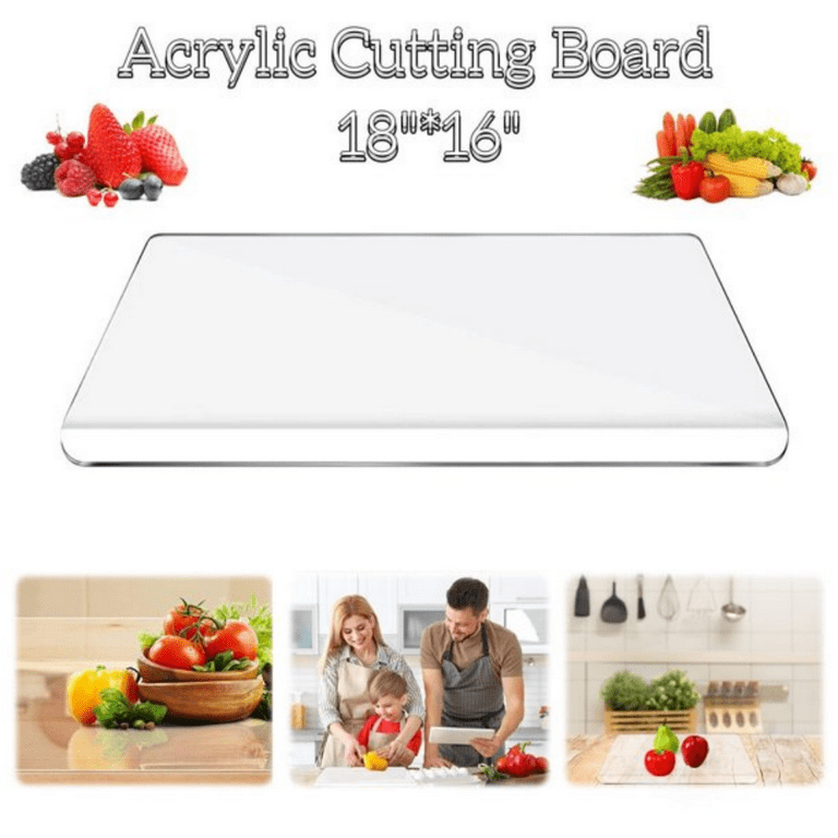  Acrylic Cutting Boards for Kitchen Counter, Clear Chopping Board  For Kitchen, Anti-Slip Transparent Cutting Board with Lip for Counter  Countertop Protector Home Restaurant (18x16 in): Home & Kitchen