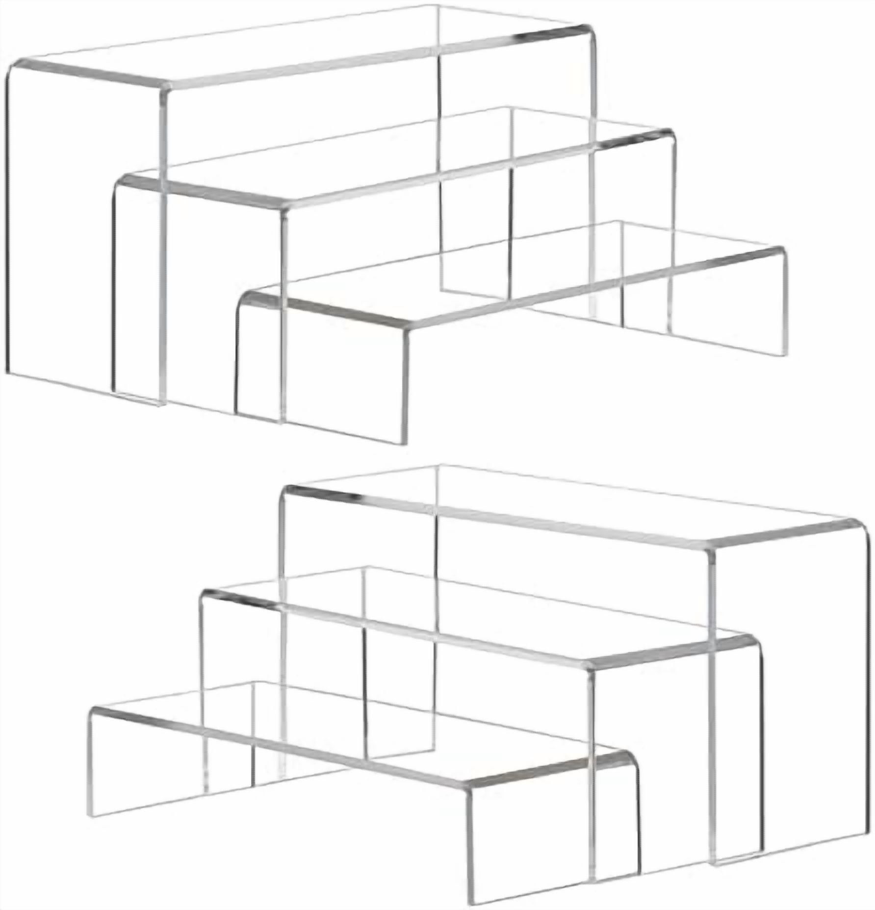 Large Acrylic Display Risers, 2 Sets(11.2”L~11.6”L~12”L) Clear ...