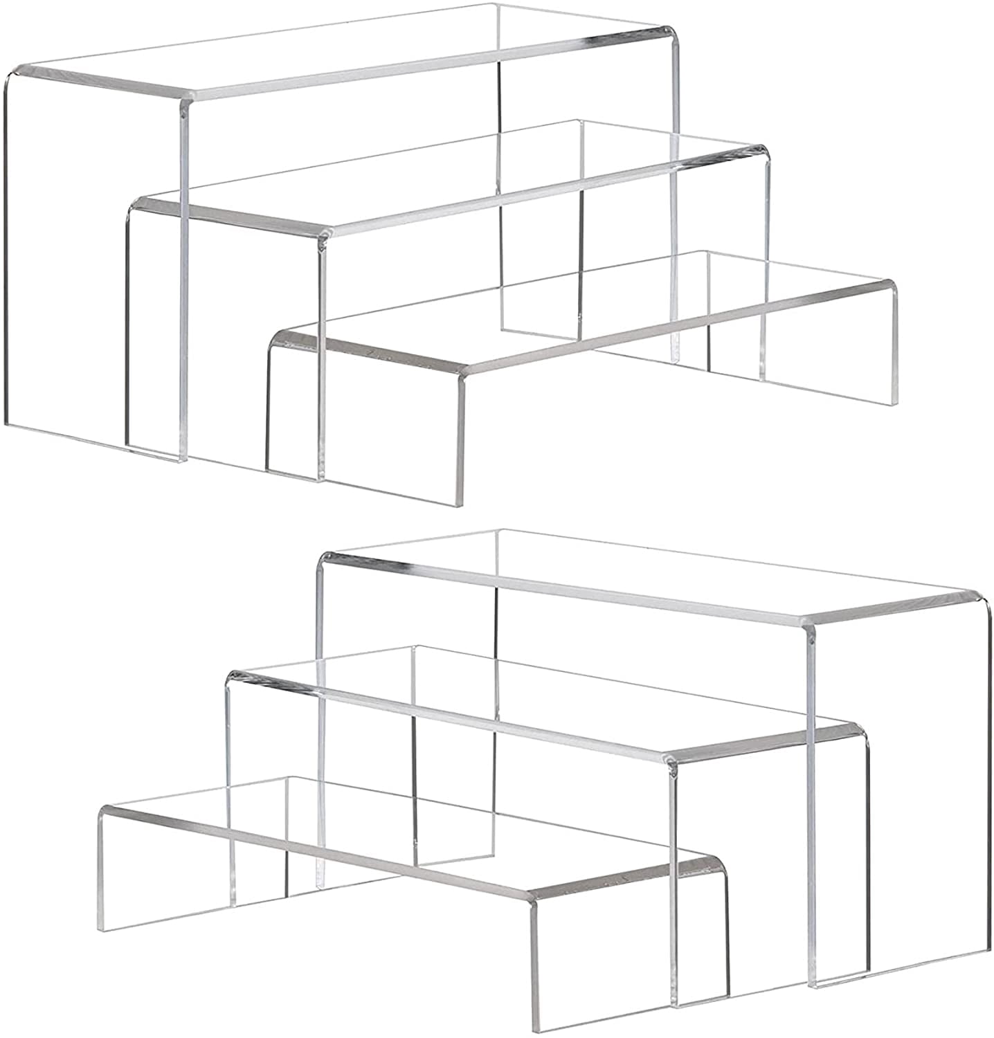 Large Acrylic Display Risers, 2 Sets(11.2”L~11.6”L~12”L) Clear ...