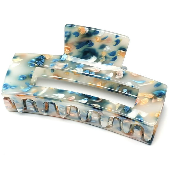 QinGoo Large Rectangle Hair Claw Clip for Women Non-Slip Thick Hair Accessory 1 Count, 3.94 Inch, Blue