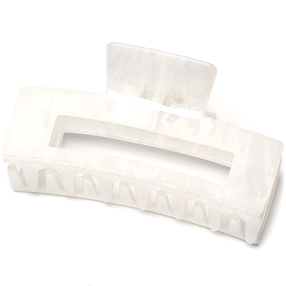 QinGoo Large Rectangle Hair Claw Clip for Women Non-Slip Thick Hair Accessory 1 Count, 3.94 Inch, White