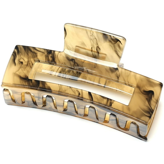 QinGoo Large Rectangle Hair Claw Clip for Women Non-Slip Thick Hair Accessory 1 Count, 3.94 Inch, Black