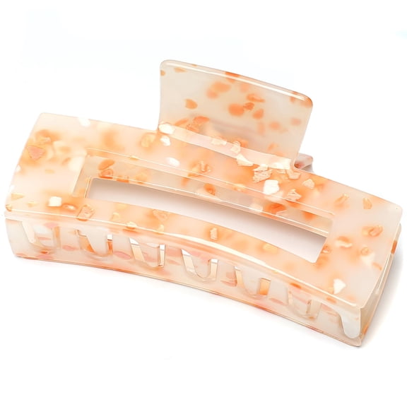 QinGoo Large Rectangle Hair Claw Clip for Women Non-Slip Thick Hair Accessory 1 Count, 3.94 Inch, Orange