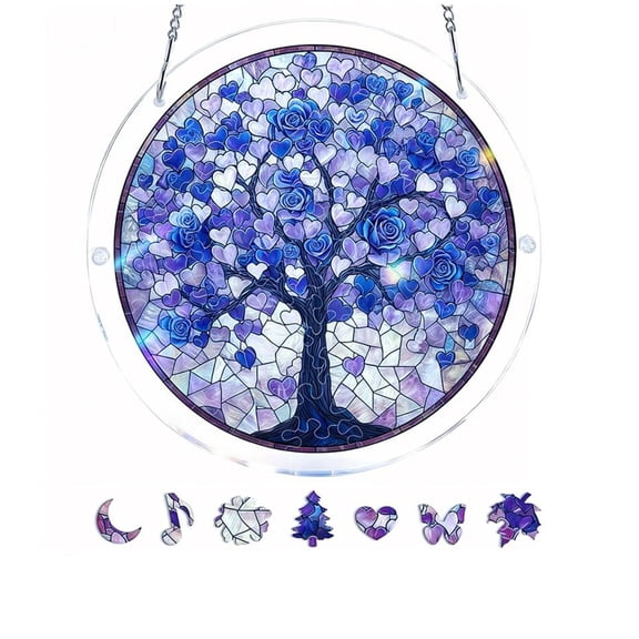 Large Acrylic Puzzle Sun Catcher, Stained Glass Effect Window Decor, Creates Romantic Light & Shadow Ambiance, Creative Party Decoration Gift