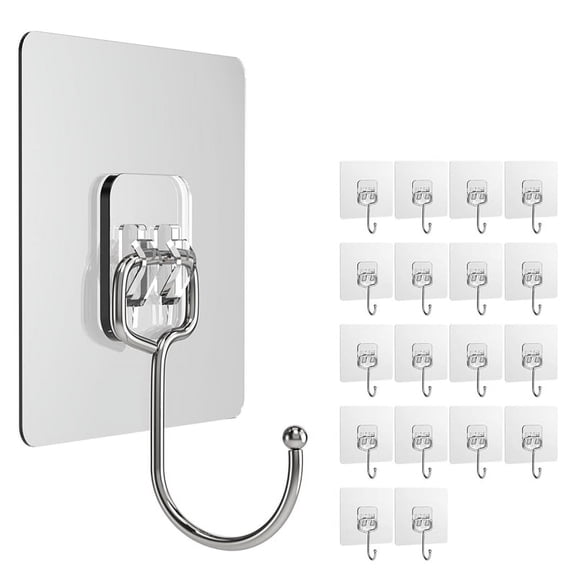 Large Adhesive Hook, Wall Hook, Strong Removable Adhesive Hook, Suitable for Bathroom, Kitchen and Office(20pcs)