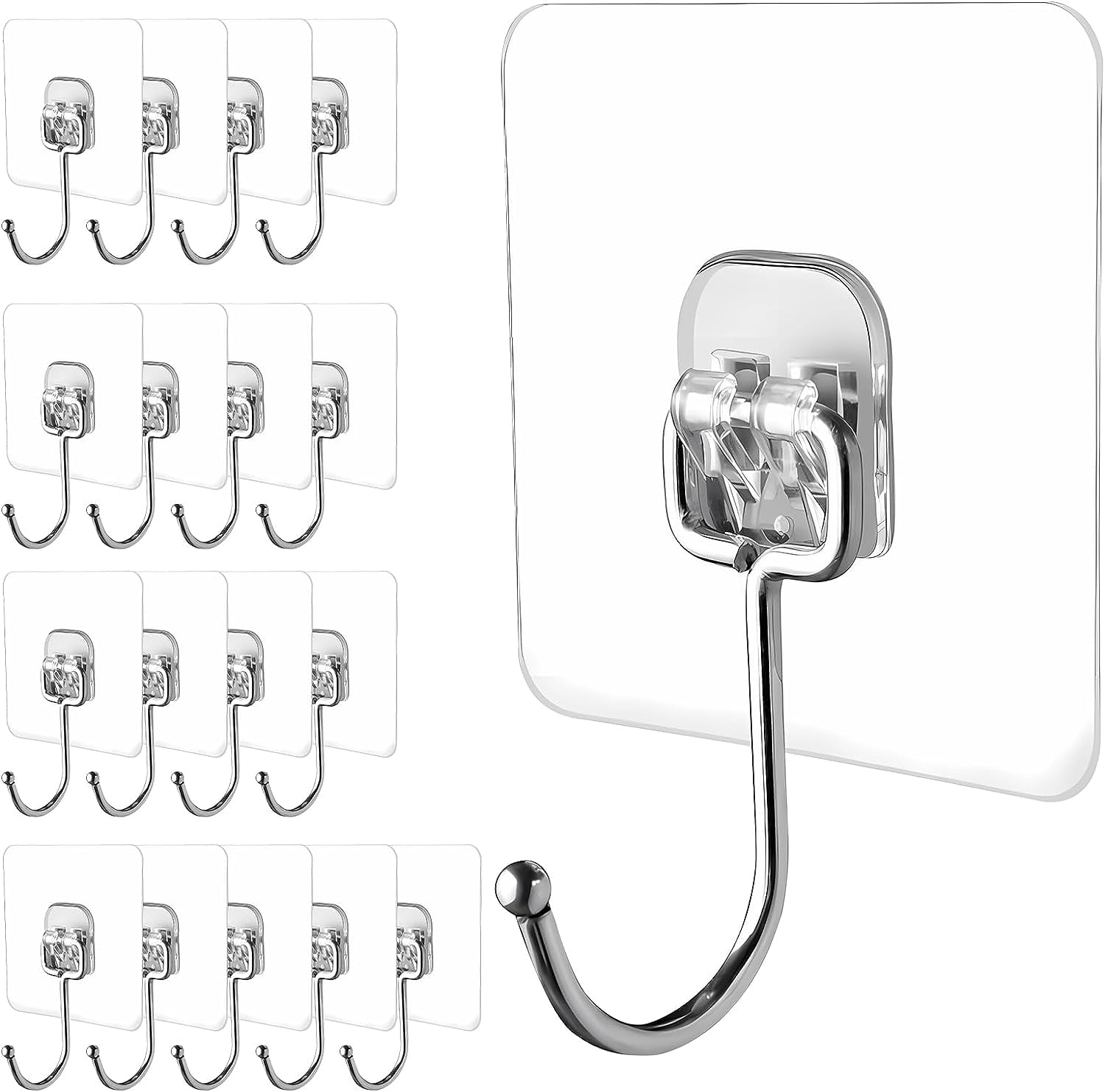 Large Adhesive Hooks, 18Pack Hold 44lb(Max) Heavy Duty Sticky Hooks