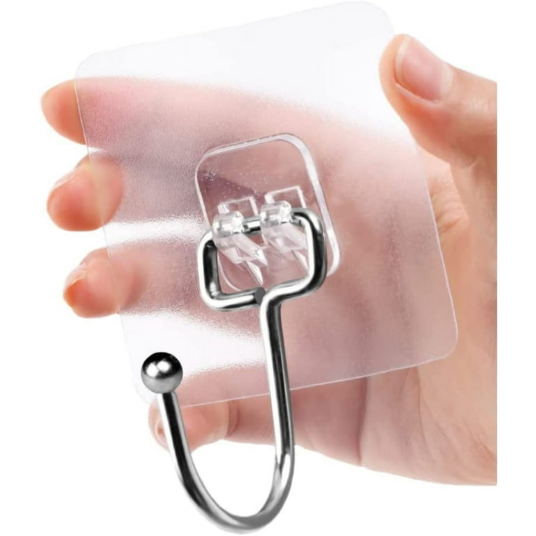 Large Adhesive Hooks for Hanging Heavy Duty 33lbs, Transparent