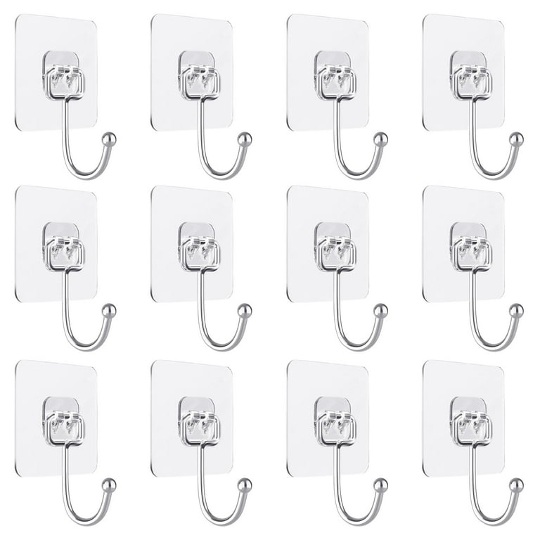 Large Adhesive Hooks Wall Hooks for Hanging, 12 Pack Heavy Duty