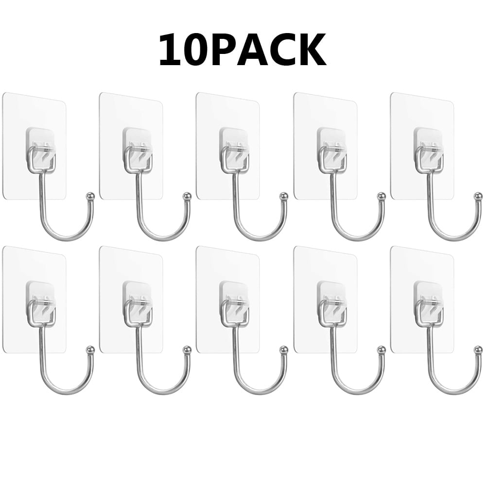 Large Adhesive Wall Hooks 22LB(Max), Self Adhesive Hooks Removable Nail