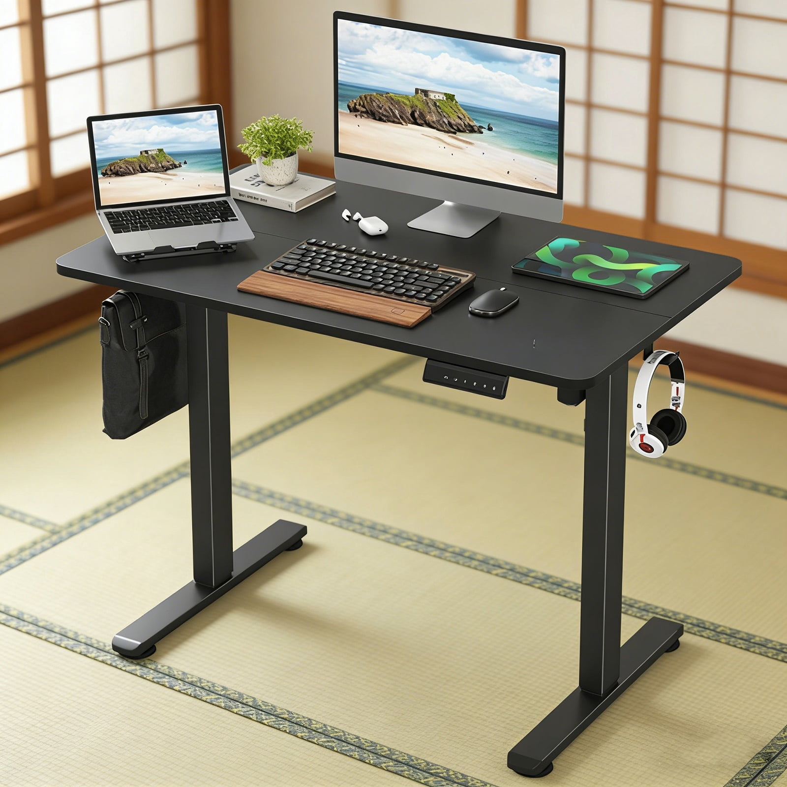 Large Adjustable Height Raising Desk  Standing Desk That Raises Up and Down for Comfortable Home & Office Workspaces