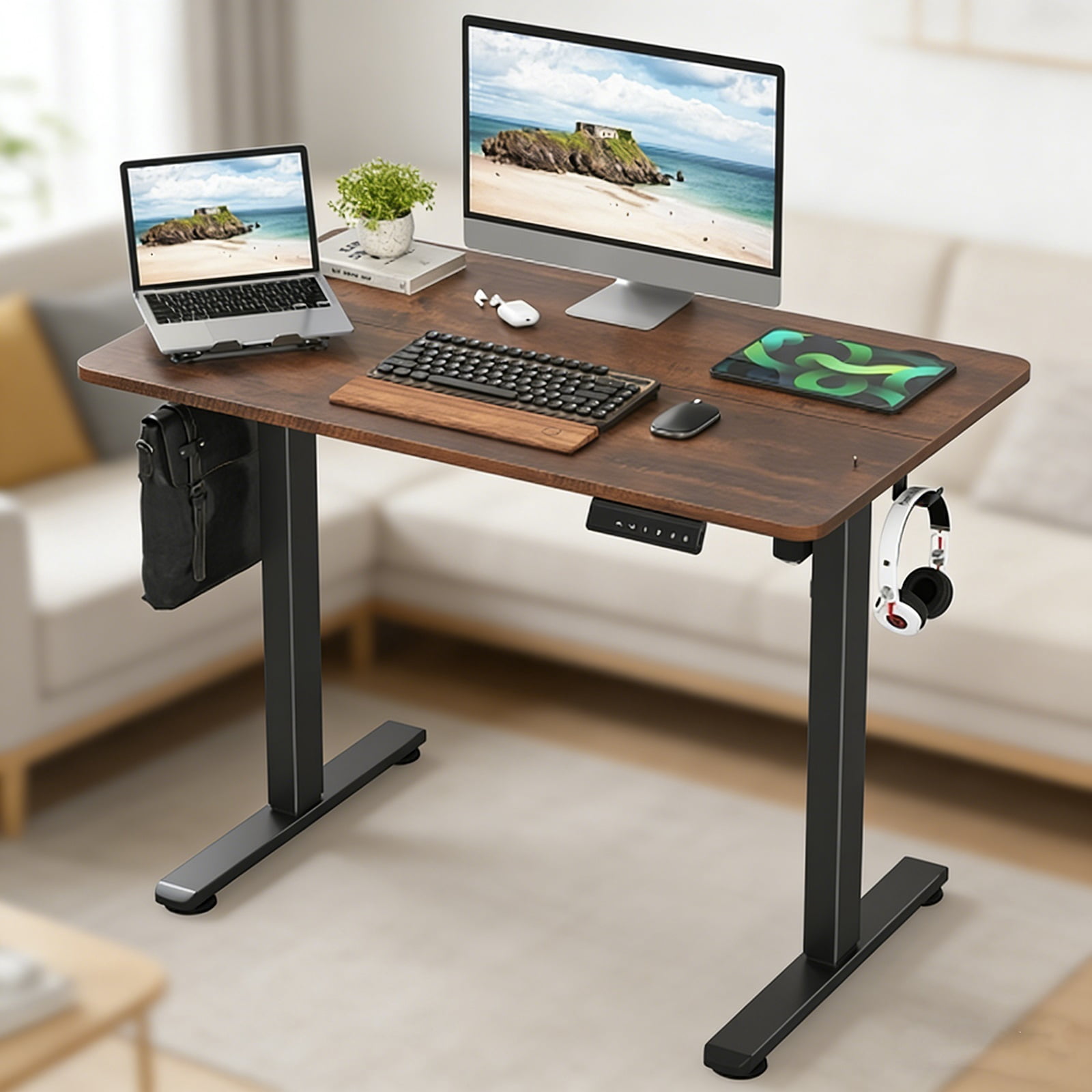 Large Adjustable Height Raising Desk  Standing Desk That Raises Up and Down for Comfortable Home & Office Workspaces