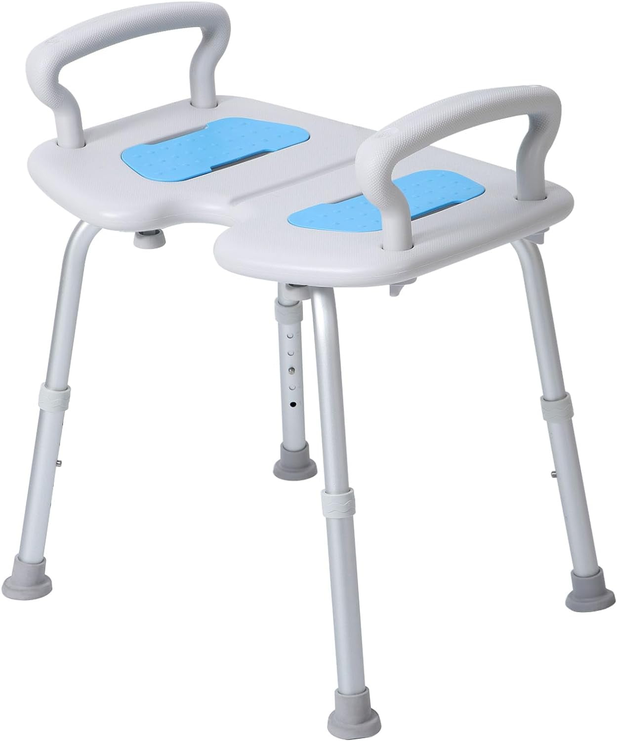 Large Adjustable Shower Stool with Arms, Extra Wide Heavy Duty Shower