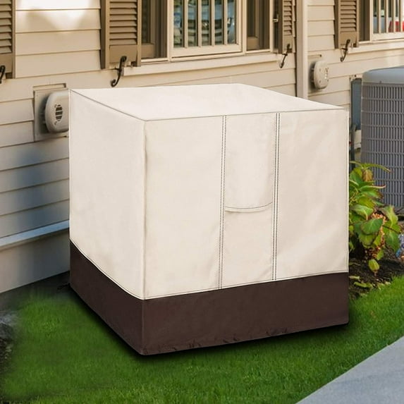 Large Air Conditioner Covers for Outside, Ac Unit Covers Outdoor, Durable AC Cover Water Resistant Fabric Windproof Design, Beige, 30*30*32"