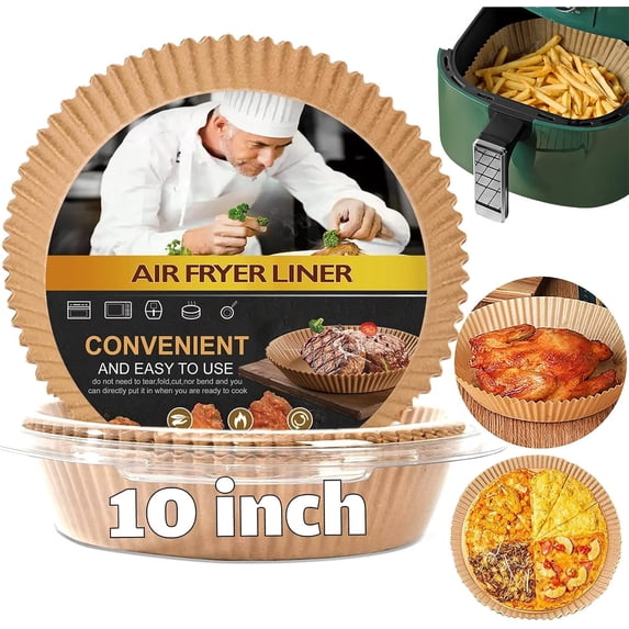 Large Air Fryer Disposable Paper Liner Round, 10 Inch Liners Non-Stick Fryer Paper Pads Baking Paper Grade for 7qt Power XL Air Fryer, Baking Roasting Microwave