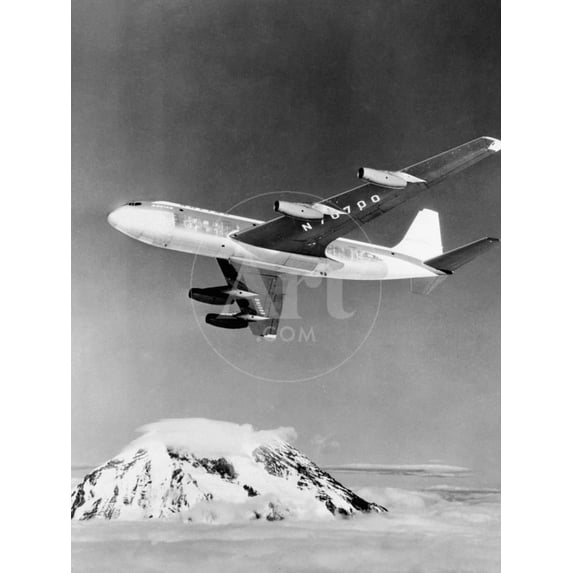 Large Aircraft Flying over Mountainous Region, Unframed Photographic Print Wall Art Sold by Art.Com