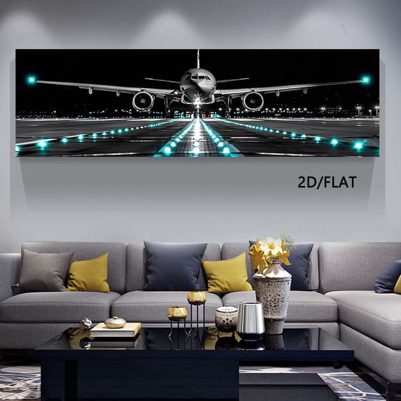 Large Aircraft Landing Canvas Print Poster - Modern Aviation Wall Art, Suitable for Living Room, Bedroom, Office Decoration - Frameless Airport Painting, Home Decor, Airplane Theme Art
