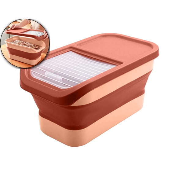 Large Airtight Dog Food Storage Bin – 14–15L Foldable Pet Food Container with Hinged Lid, Wheels & Locking Seal – Keeps Dry Food Fresh, Mobile & Space-Saving for Kitchen or Pantry