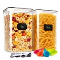 thumbnail image 1 of GARITIN Food Storage Containers with Lids Airtight, 2 Pack 6.5L Large Plastic Kitchen and Pantry Storage for Cereal Flour Sugar Rice, Clear, 1 of 7