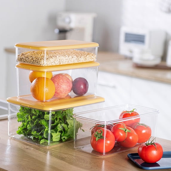 Large Airtight Refrigerator Storage Container Bin with Lid, Stackable Food Storage Box for Produce, Vegetables and Pantry Organization (1700/3300/6500ml)