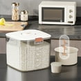 thumbnail image 1 of Large Airtight Rice Dispenser 10L Capacity Grain Storage Container ABS Plastic Flip-Top Lid with Measuring Cup White or Gray 8.46x8.46x7.28in For Rice,Flour,Beans,Pet Food, 1 of 8