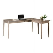 Large Alder Wood Writing Desk with Return in Sandy Gray - Built in the USA