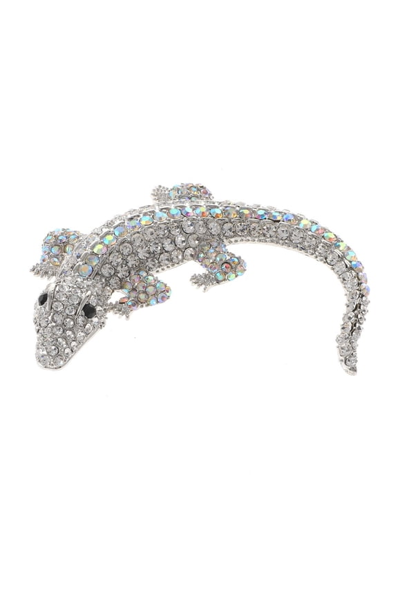Large Alligator Rhinestone Brooch