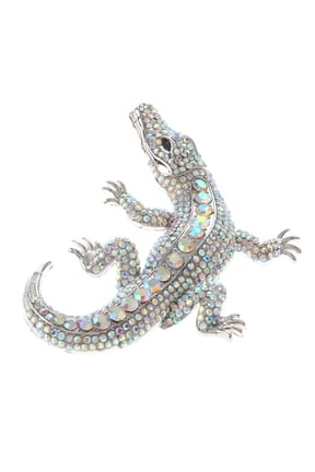 Large Alligator Rhinestone Brooch