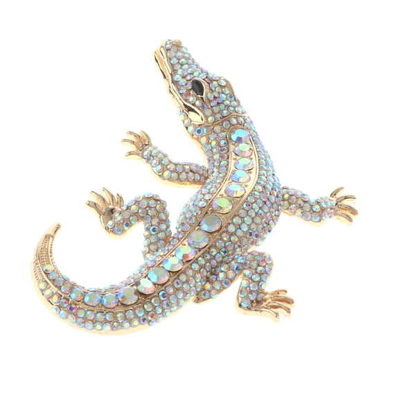 Large Alligator Rhinestone Brooch