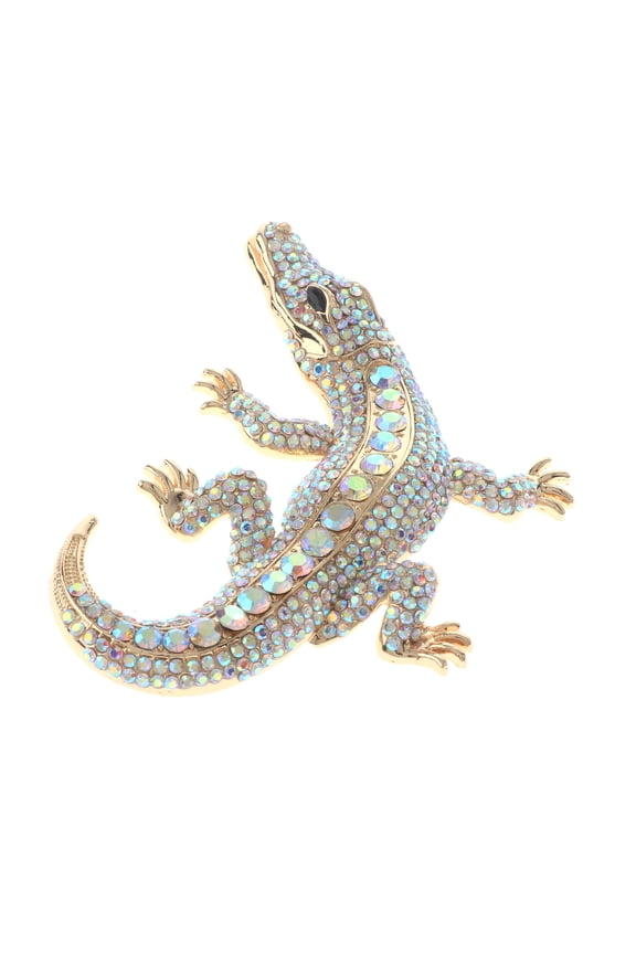 Large Alligator Rhinestone Brooch