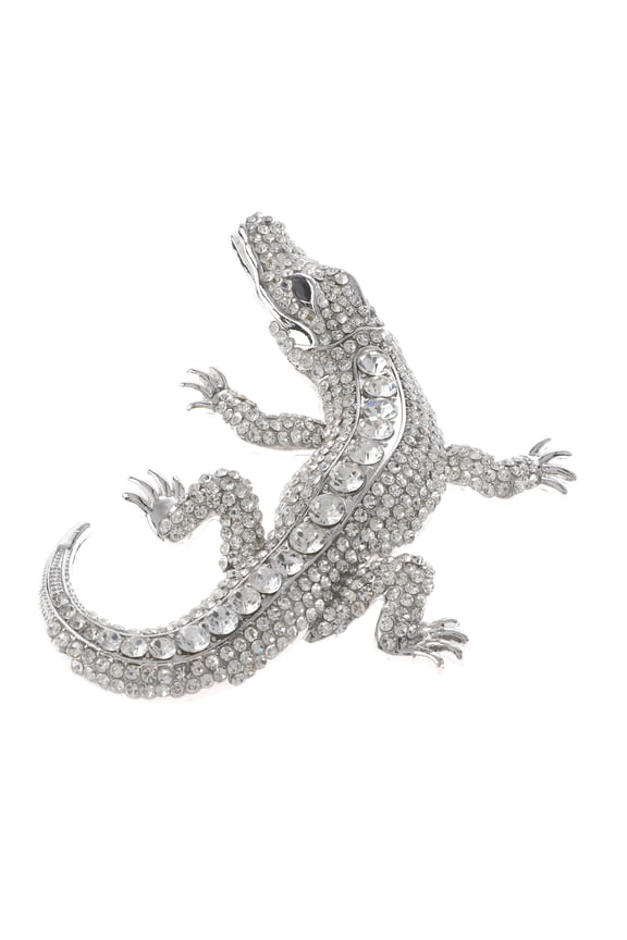 Large Alligator Rhinestone Brooch