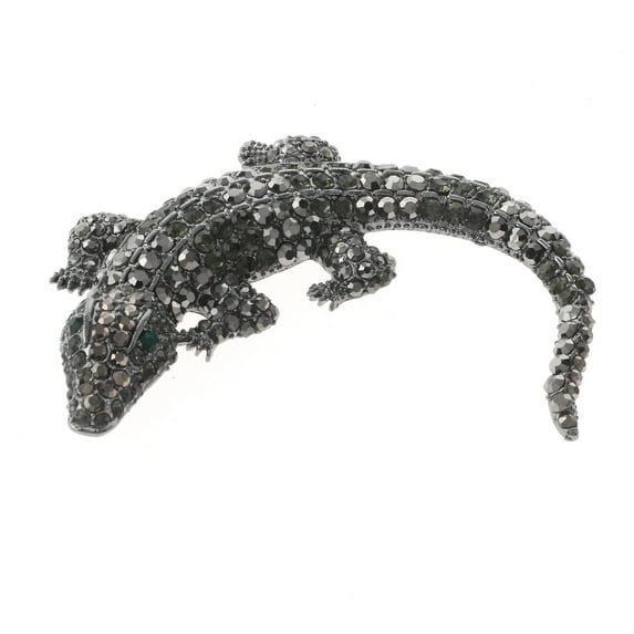 Large Alligator Rhinestone Brooch