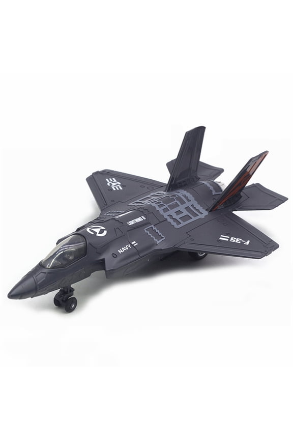 Large Alloy Pull Back F-35 Fighter Aircraft Model Music LED Airplane Toy Gift