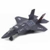 Large Alloy Pull Back F-35 Fighter Jet Toy, Military Aircraft Model with Music & LED Lights, Die-Cast Metal Plane Toy for Kids, Battery Powered, Sound Effects, Pull Back Action, 1 Piece, Black