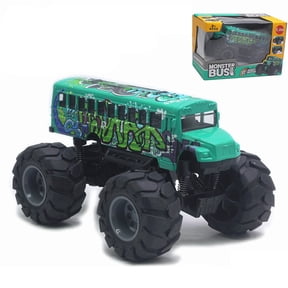 Alloy Big Wheel School Bus Toy Vehicle with Pull Back Go Friction Powered Action for Boys and Girls Indoor Play