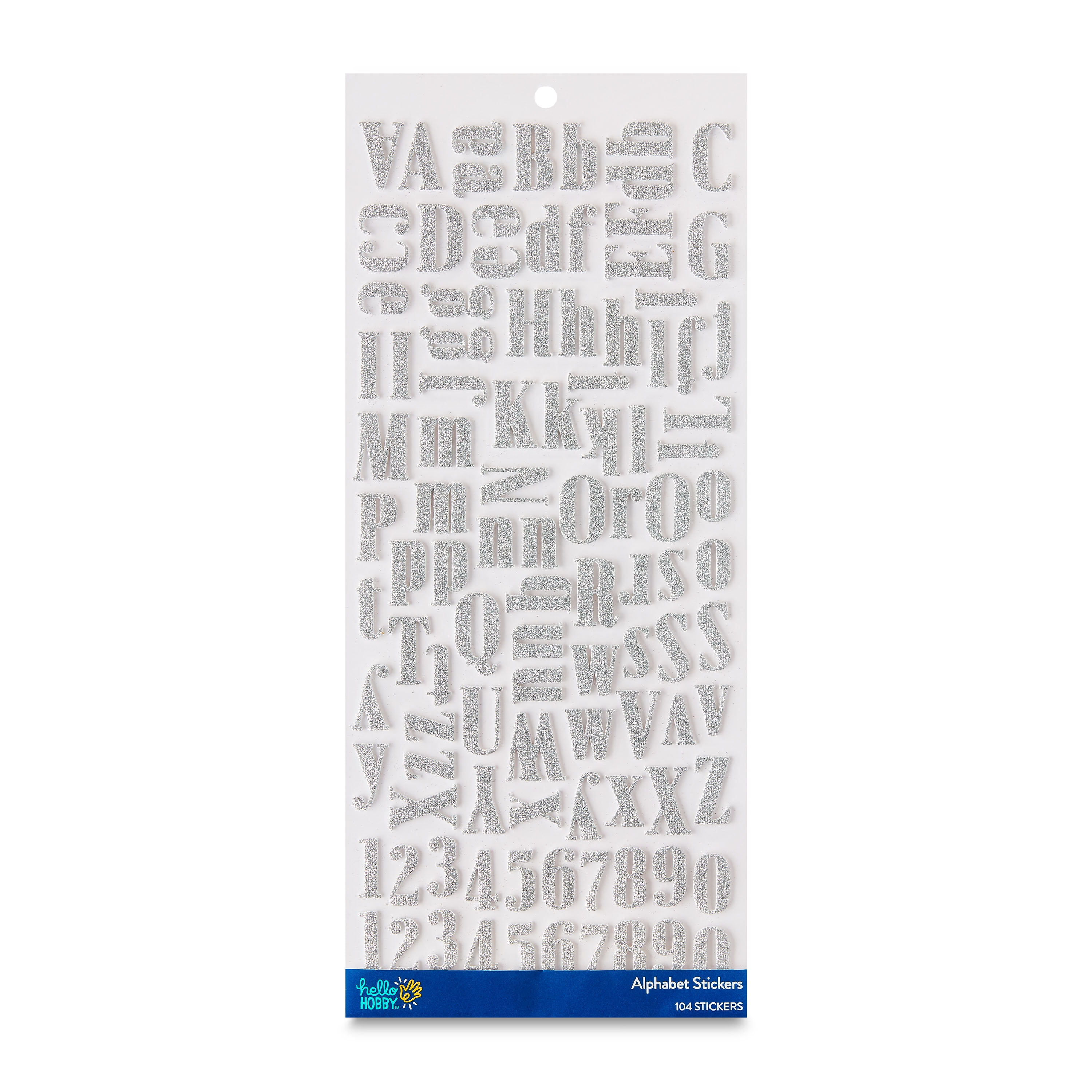 Hello Hobby Silver Glitter Foam Alphabet Stickers, 104 Count