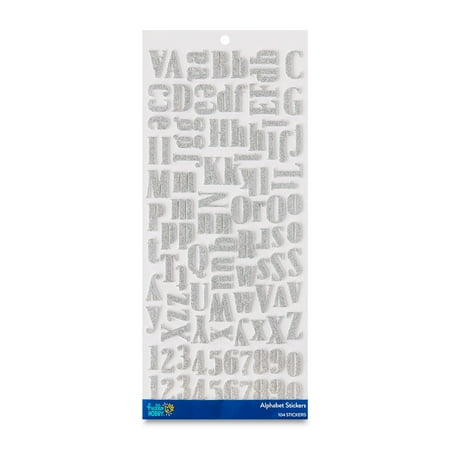 Hello Hobby Silver Glitter Foam Alphabet Stickers, 104 Count