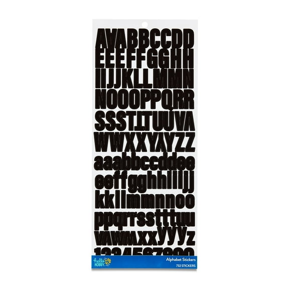 Hello Hobby Alphabet Stickers, Black/Gold/Silver Block, Letter Icons, 732 Count