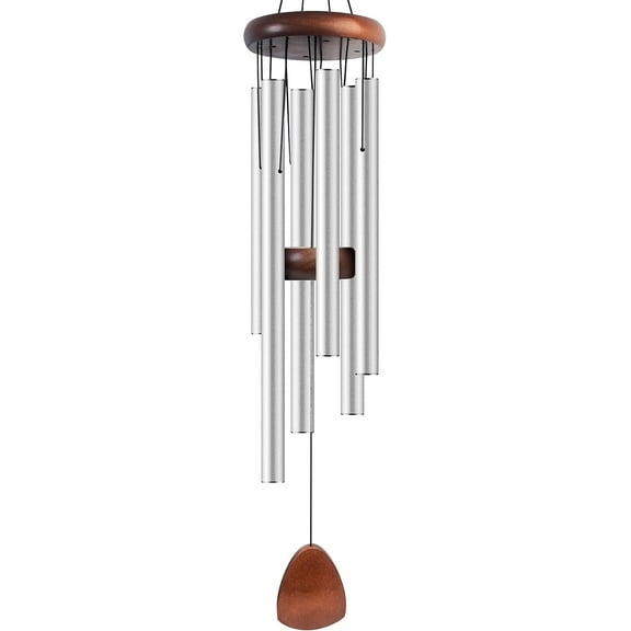 SUSWIM Aluminium Wind Chimes 25.5 Inches to Create a Zen Atmosphere Suitable for Outdoor, Garden, Patio Decoration. Classic Wind Chimes with Wind Catcher Suitable as A Gift for Unisex(Silver)