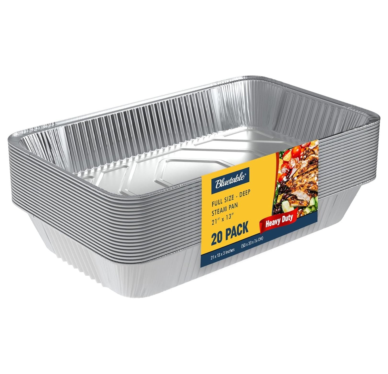 Large Aluminum Pans Full Size Deep 21x13 Heavy Duty (20 Pack) Full