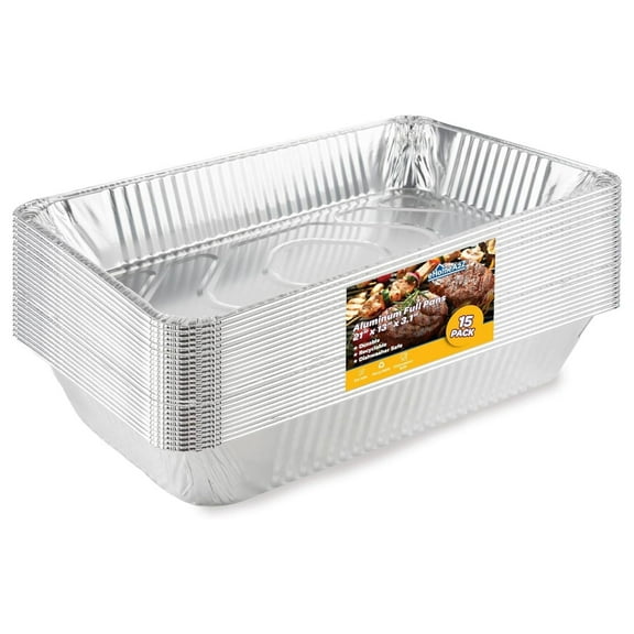 Large Aluminum Pans Full Size Deep Disposable Durable Large Steam Table Pans for Baking Serving, Chafing Trays for Caterers, Bakeware 21 x 13 x 3 (15)