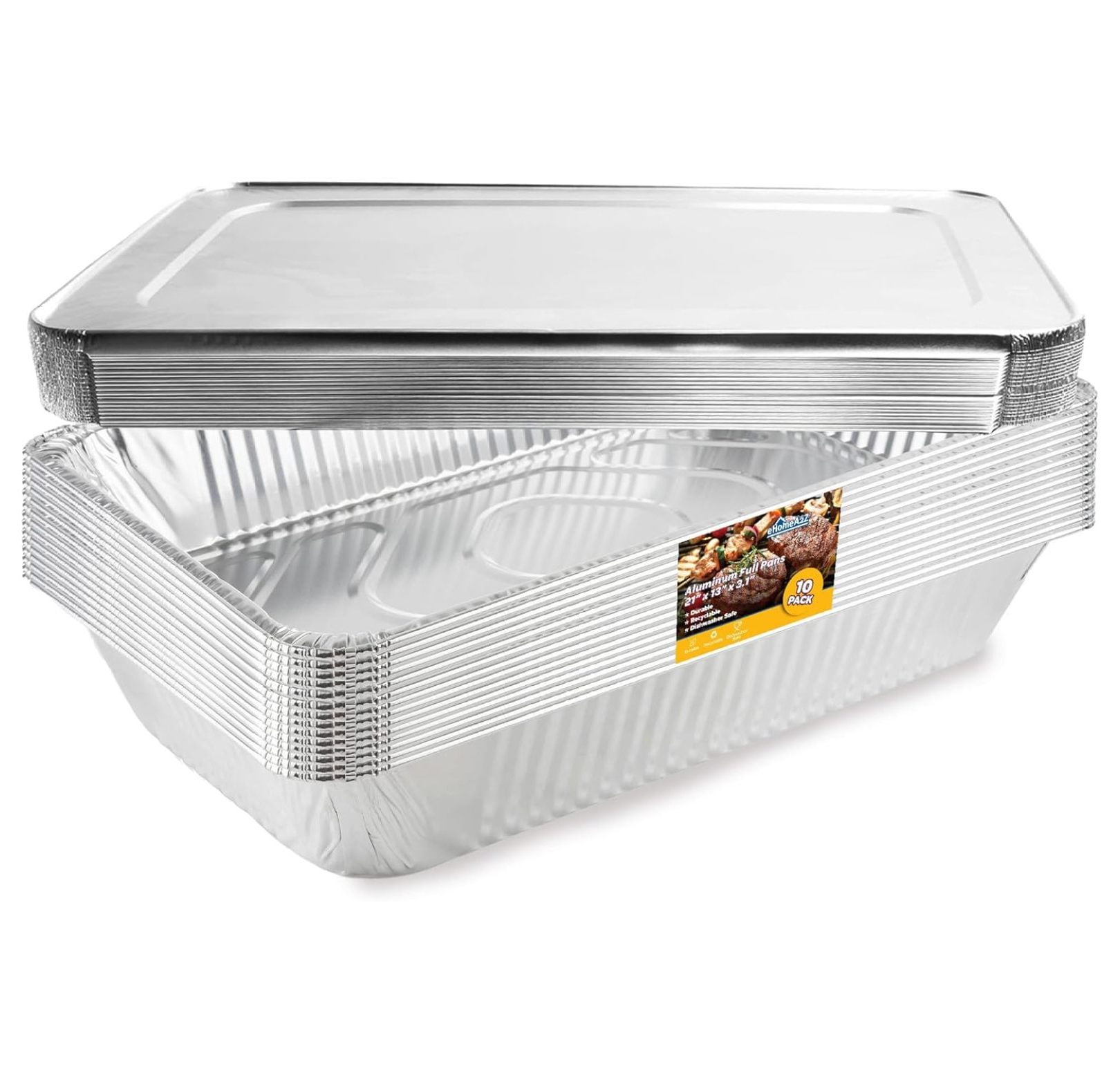Large Aluminum Pans With Lids Disposable Full Heavy Duty Roasting ...