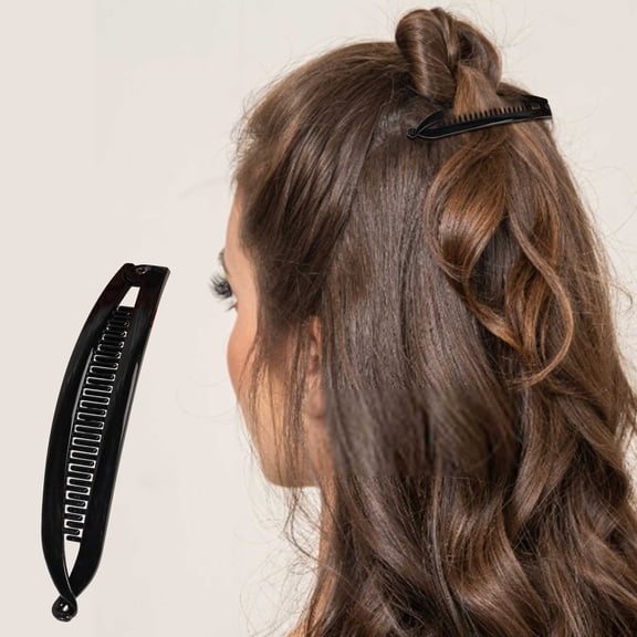 Large Amber Banana Hair Clip For Women – Hair Bun Former & Updo Styling Tool, Strong Hold Banana Comb for Thick Hair, Elegant Tortoise Shell Finish