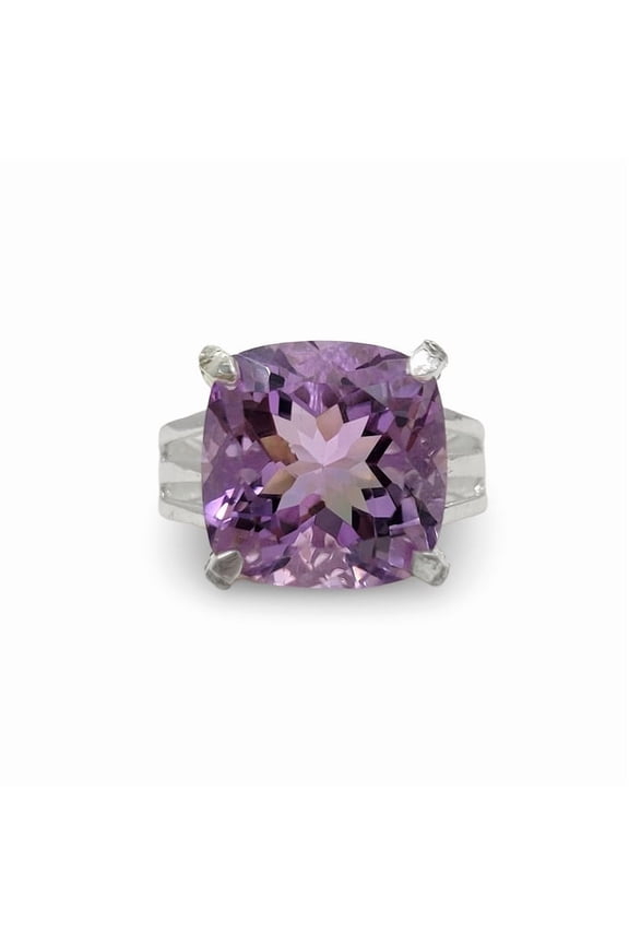 Large Amethyst Ring-February Birthstone Jewelry Ring-925 Streling Silver Ring-Round Amethyst Prong Ring-Purple Gemstone Ring-Special Wedding Ring Gift
