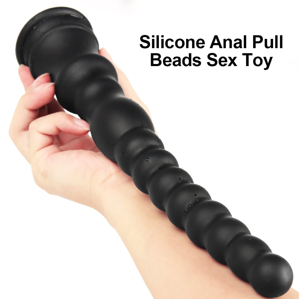 Large Anal Beads Long Plug Vibrator Vibrating Butt Plug Anal Sex Toy For  Women and Men and Couples Black