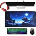 thumbnail image 1 of Large Anime Gaming Mouse Pad XXL Extended Blue Mousepad Moon Rectangle Desktop Mouse Mat Cartoon Non-Slip Rubber Base Desk Pads for Work and Esports(Size:31.5x11.8in), 1 of 5