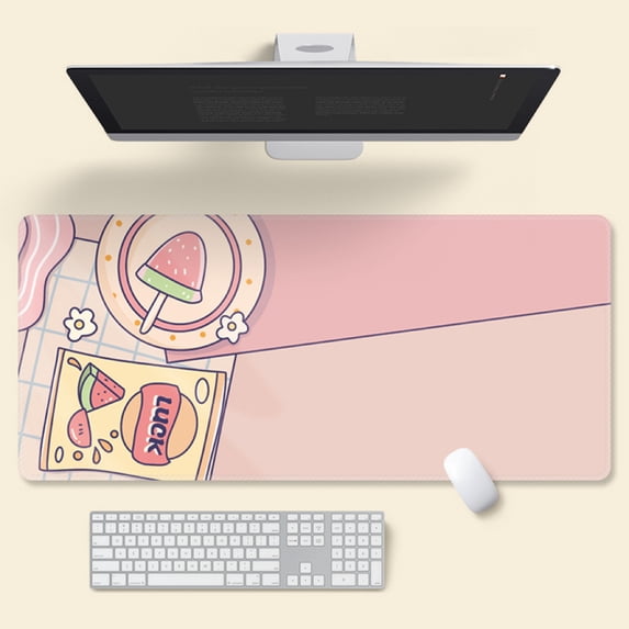Large Anime Pink Mouse Pad Oversized Personality Girl Office Keyboard Computer Desk Pad Notebook Lock Trimmed Edge
