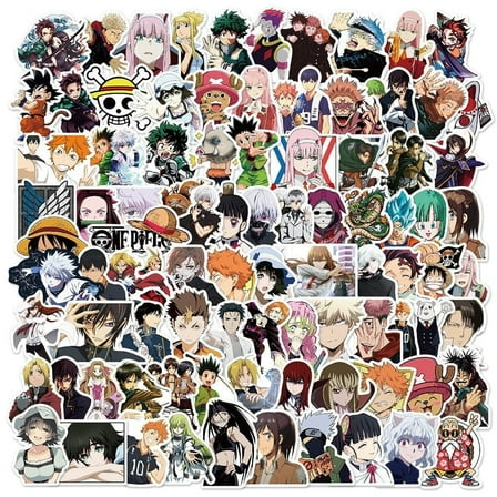 Large Anime Stickers Mixed Pack,100Pcs Mixed With Classic Anime Theme Sticker Pack,Vinyl Waterproof Stickers and Decals for Bottles, Laptops, Skateboards&Notebooks, Stickers for Adults&teens ﻿